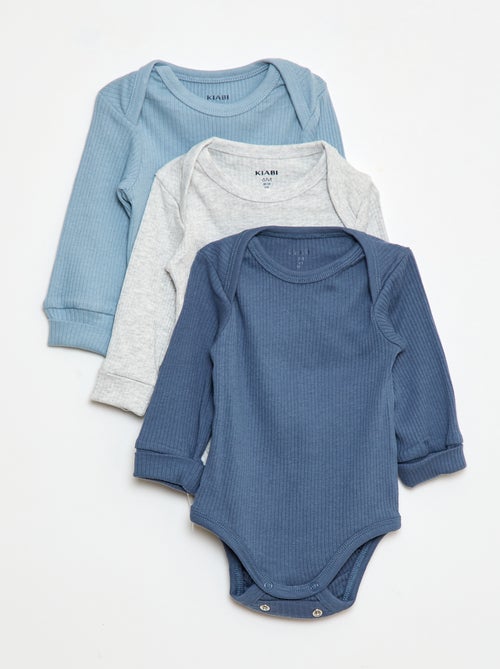 Lot de 3 bodies évolutifs col US et manches longues - Kiabi