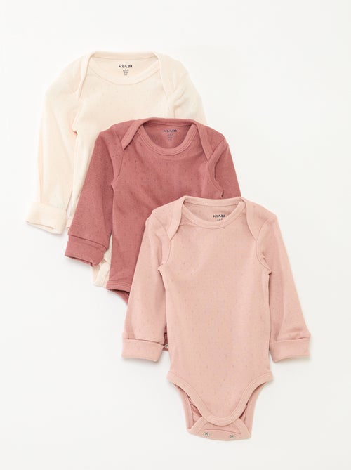 Lot de 3 bodies évolutifs col US et manches longues - Kiabi