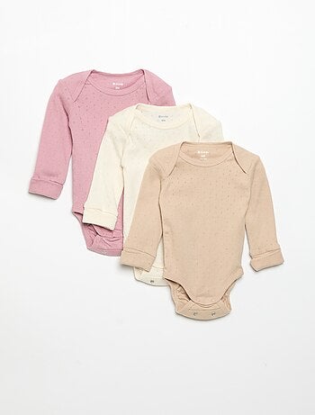 Lot de 3 bodies évolutifs col US et manches longues