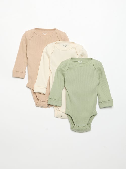 Lot de 3 bodies évolutifs col US et manches longues - Kiabi Lot de 3 bodies évolutifs col US et manches longues - Kiabi