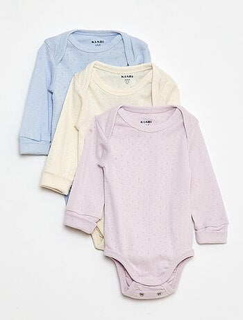 Lot de 3 bodies évolutifs col US et manches longues