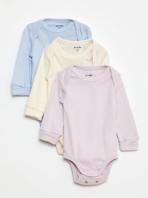 Lot de 3 bodies évolutifs col US et manches longues - Kiabi