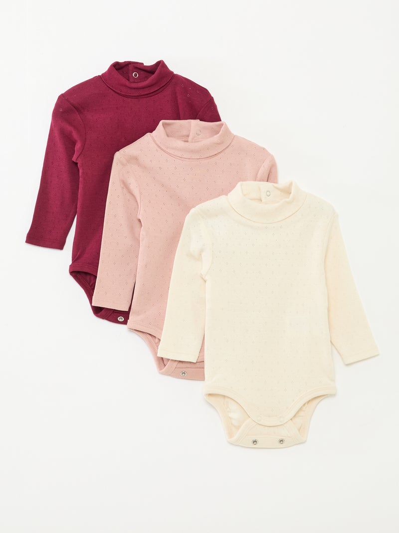 Lot de 3 bodies évolutifs en maille pointelle Violet - Kiabi