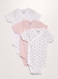 Lot de 3 bodies fantaisie Blanc/rose - Kiabi