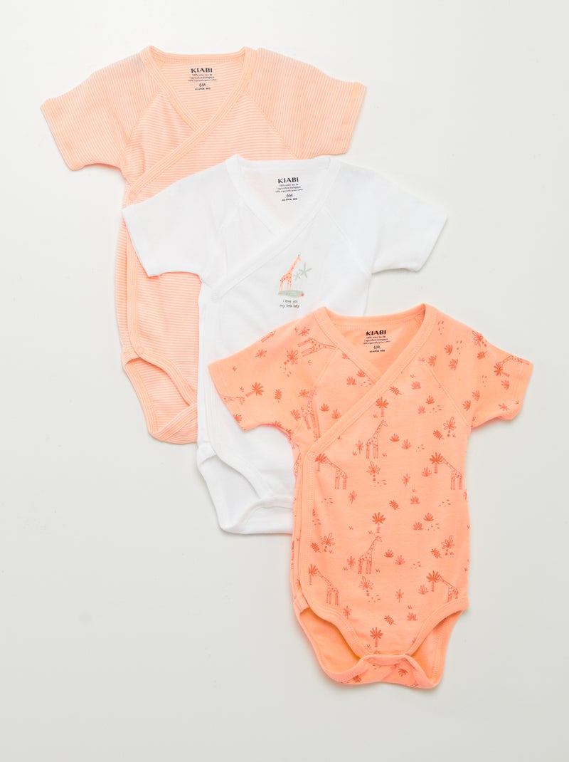 Lot de 3 bodies fantaisie Orange - Kiabi