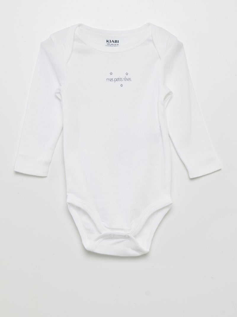 Lot de 3 bodies manches longues blanc - Kiabi