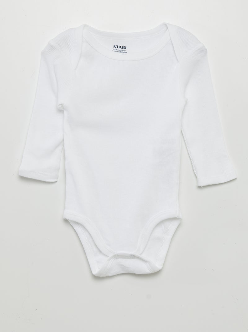 Lot de 3 bodies manches longues blanc - Kiabi