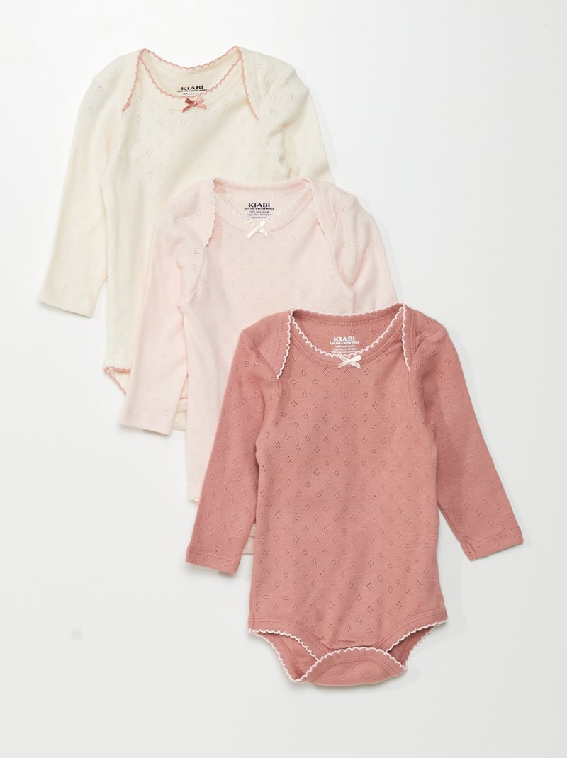 Lot de 3 bodies manches longues Rose - Kiabi