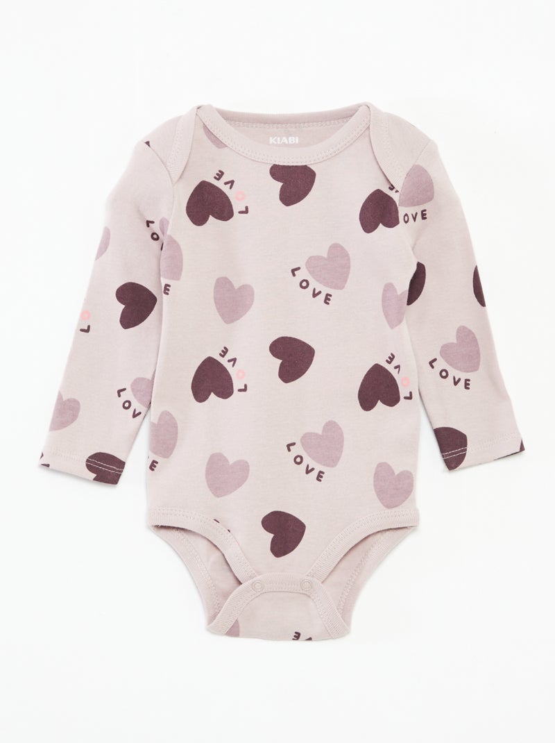 Lot de 3 bodies manches longues Violet - Kiabi