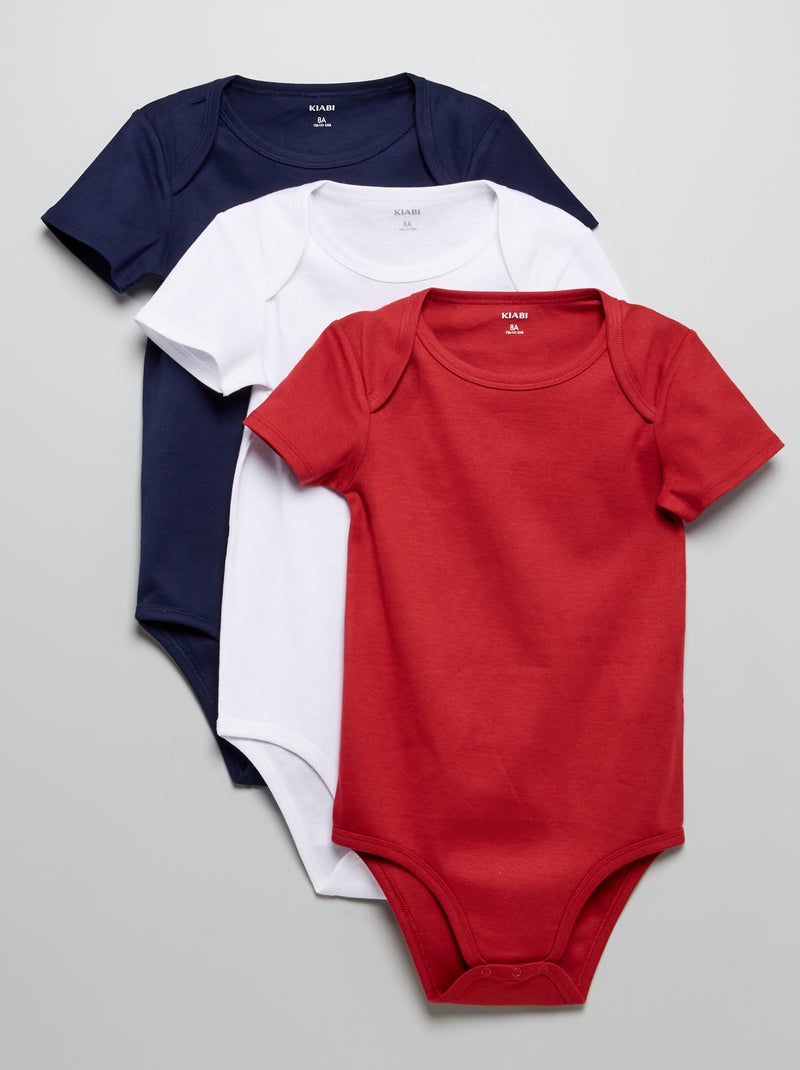 Lot de 3 bodies pour enfants situation de handicap Bleu/blanc/rouge - Kiabi