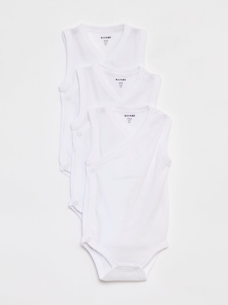 Lot de 3 body avec ouvertures pressionnées - 3 pièces Blanc - Kiabi
