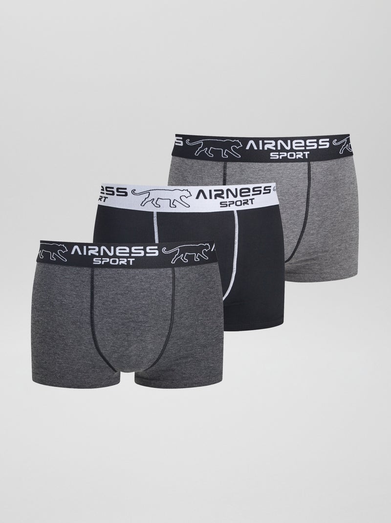Lot de 3 boxers 'Airness' gris/noir - Kiabi