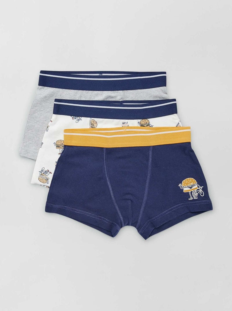 Lot de 3 boxers Blanc/Bleu/Gris - Kiabi
