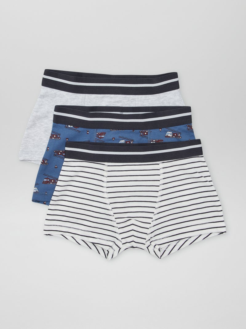 Lot de 3 boxers Bleu/blanc/gris - Kiabi