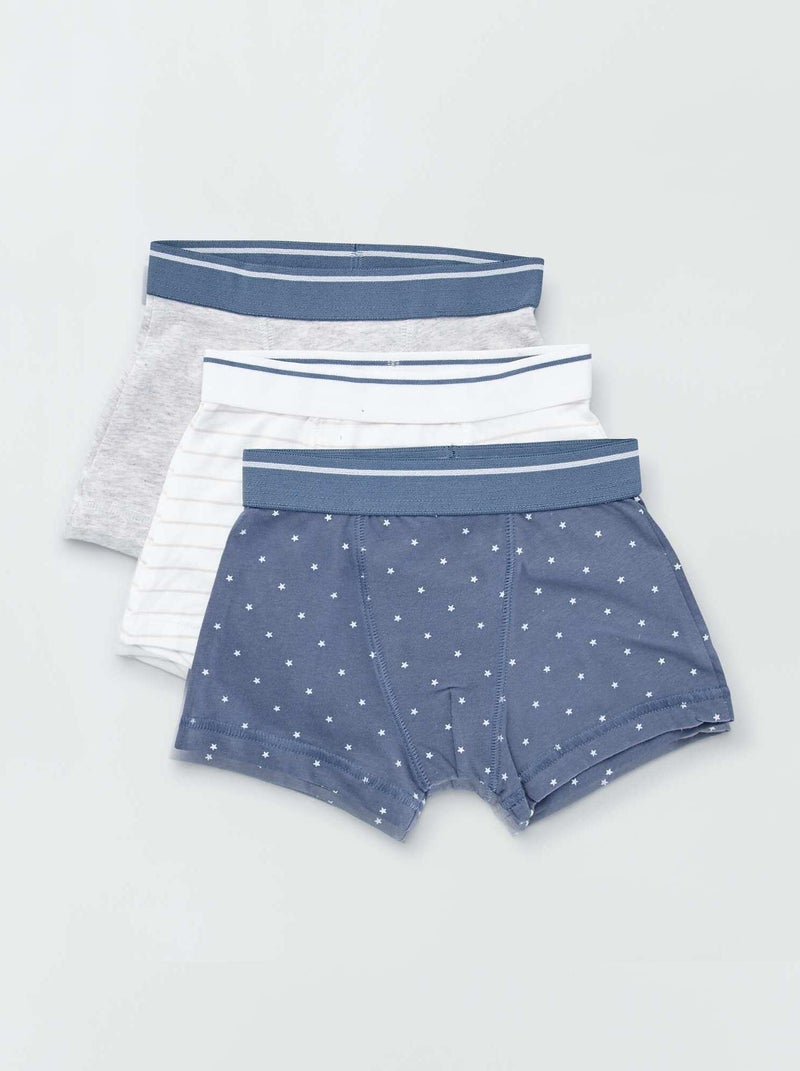 Lot de 3 boxers Bleu/gris/blanc - Kiabi
