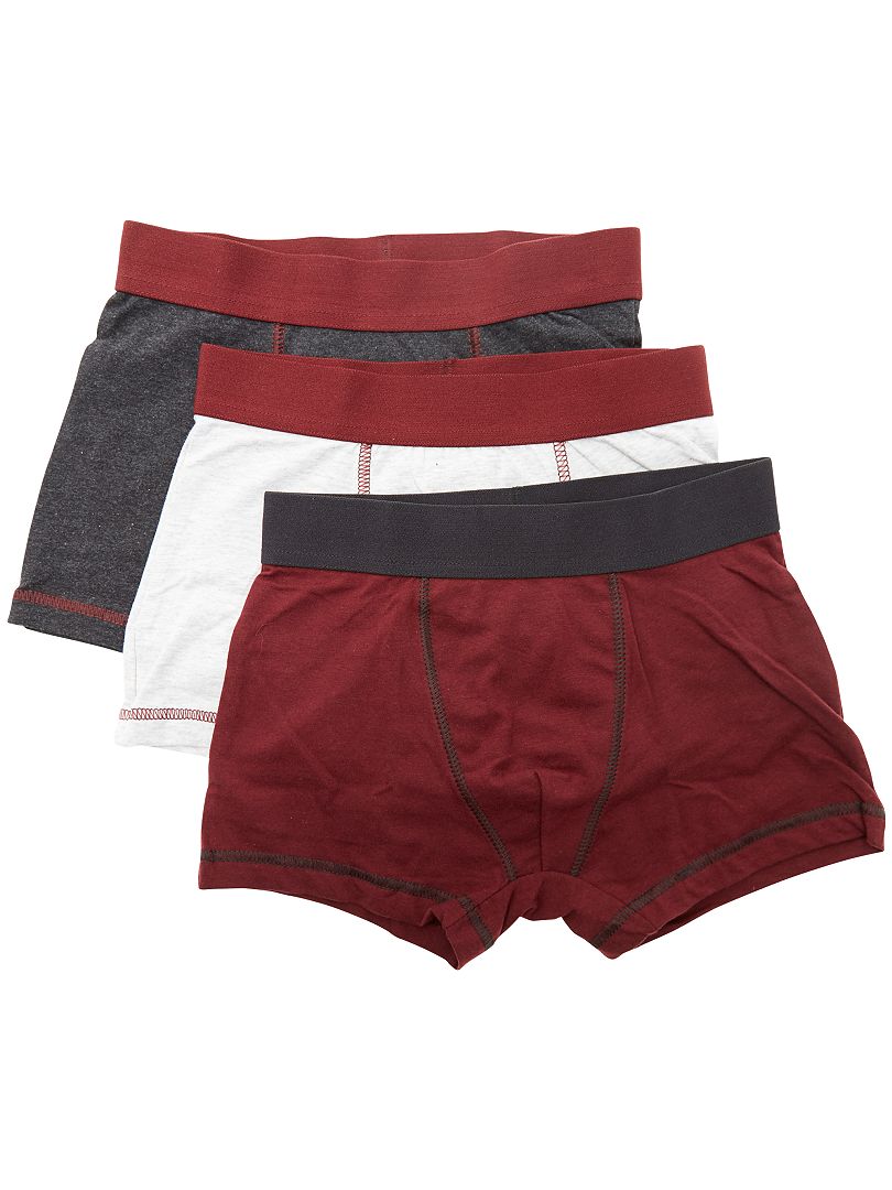 Lot de 3 boxers chinés rouge/gris - Kiabi