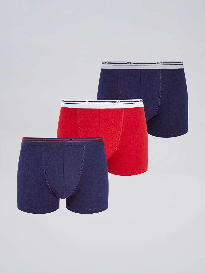 Lot de 3 boxers Classic colors 'DIM' bleu/rouge - Kiabi
