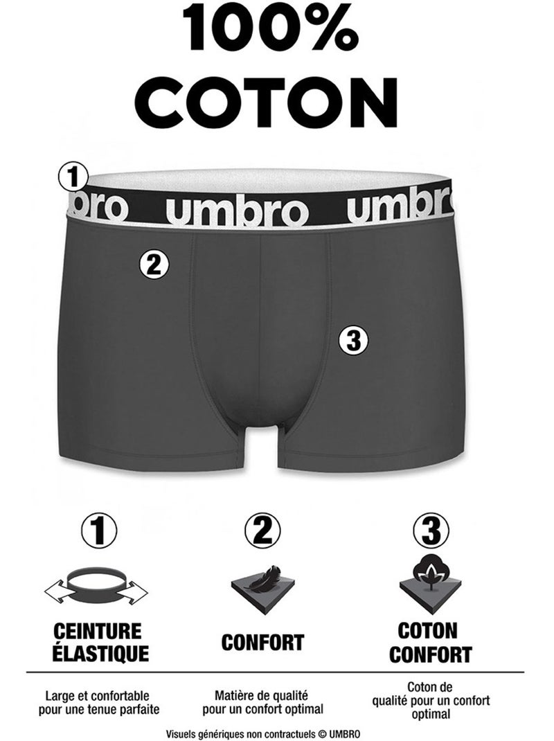 Lot de 3 boxers coton homme uni umbro Bleu - Kiabi