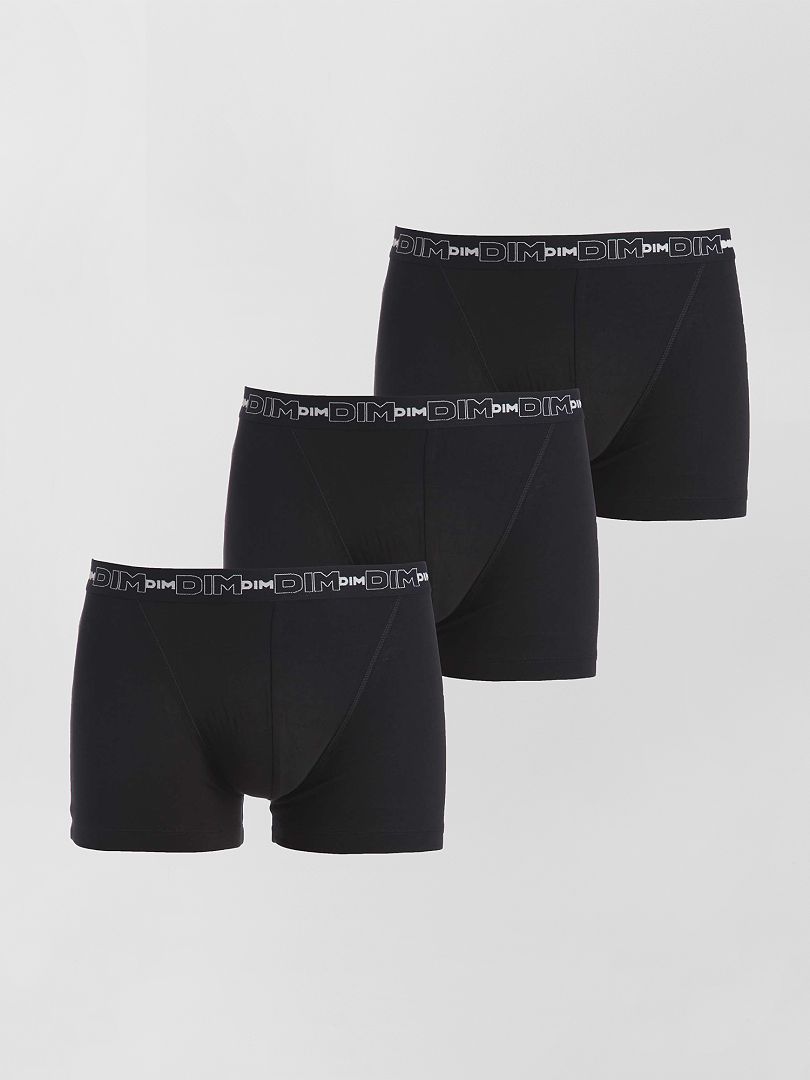 Lot de 3 boxers coton stretch 'DIM' noir/noir/noir - Kiabi