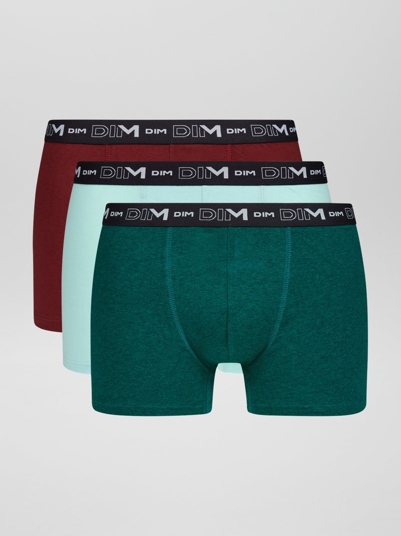Lot de 3 boxers 'Dim' Bordeaux/bleu/vert - Kiabi