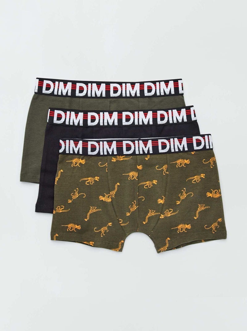 Lot de 3 boxers 'Dim' imprimés Kaki/noir - Kiabi