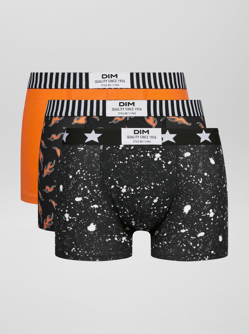 Lot de 3 boxers 'Dim' Noir/orange - Kiabi