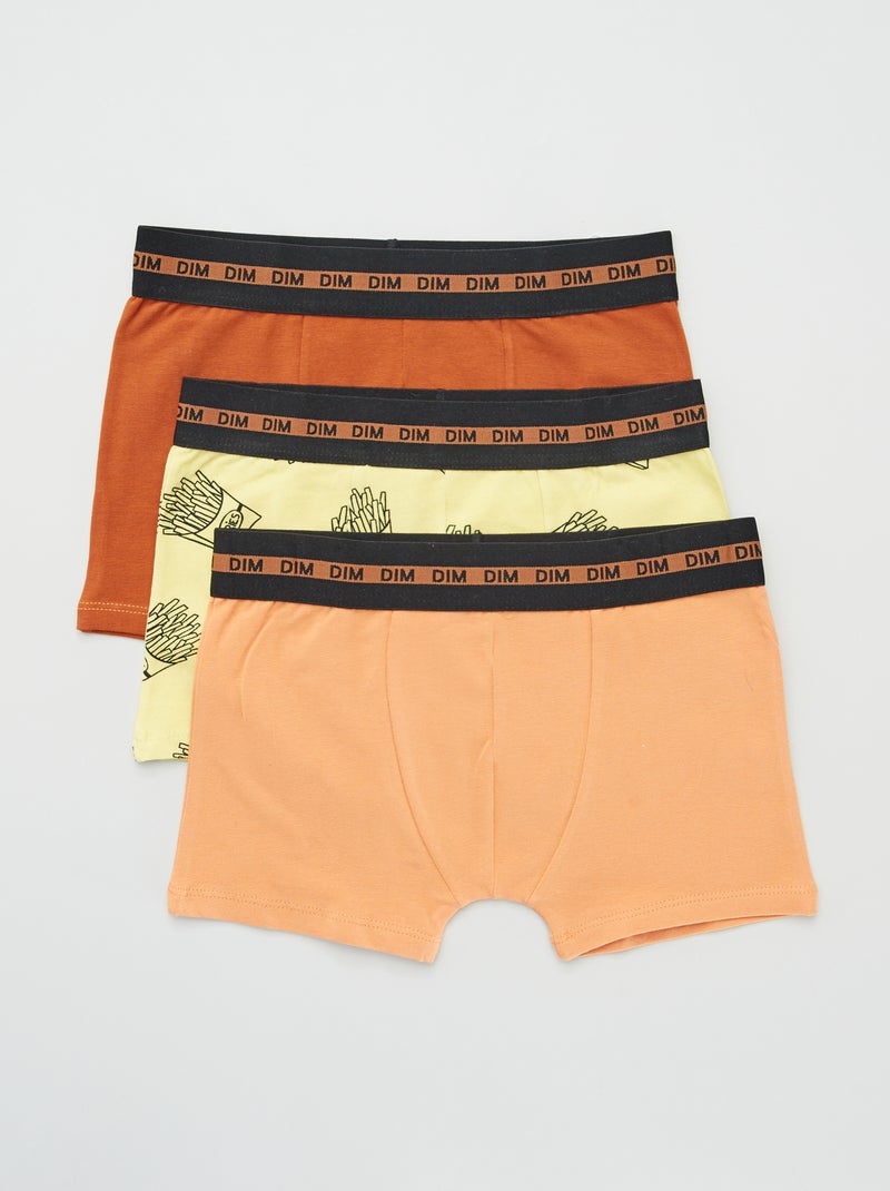 Lot de 3 boxers 'DIM' Orange/jaune - Kiabi