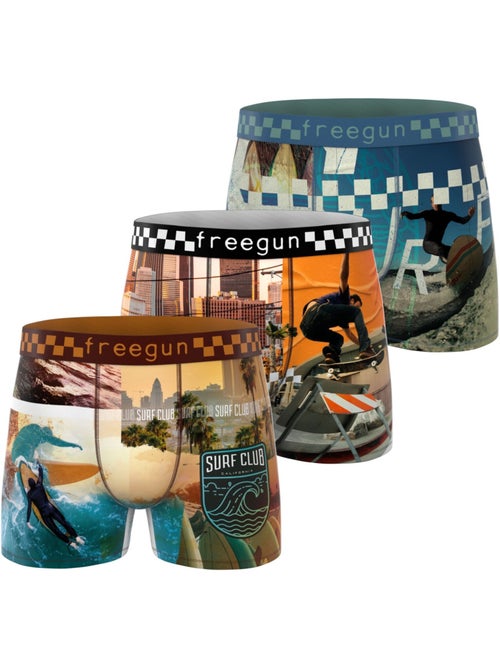 Lot de 3 boxers enfant california vibes freegun - Kiabi
