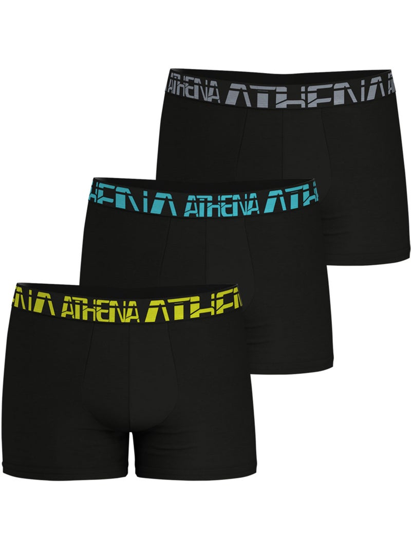 Lot de 3 boxers homme 720 stretch micro athena Noir Jaune Bleu - Kiabi