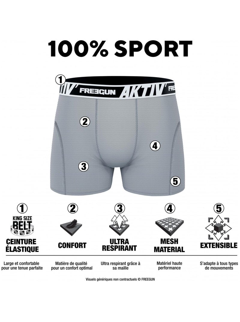 Lot de 3 boxers homme aktiv sport freegun Noir - Kiabi
