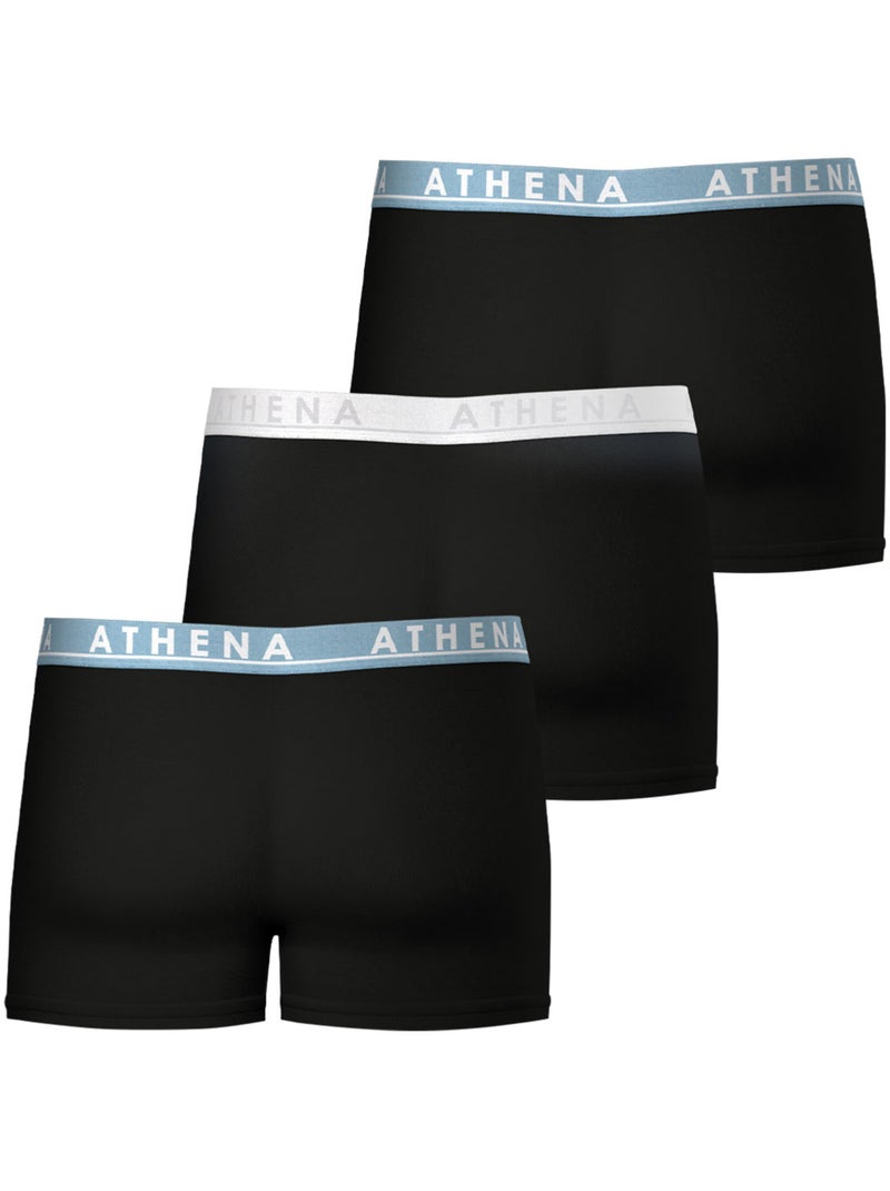 Lot de 3 boxers homme athena Blanc Noir Bleu - Kiabi