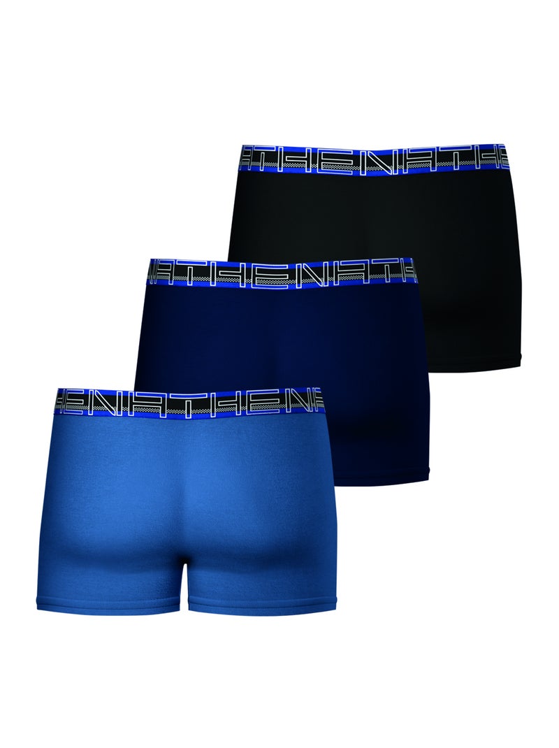 Lot de 3 boxers homme athena Bleu Bleu Noir - Kiabi