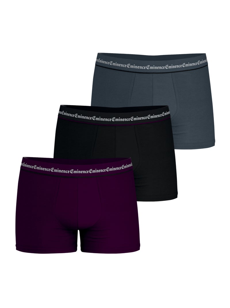 Lot de 3 boxers homme business eminence Noir Violet Gris - Kiabi