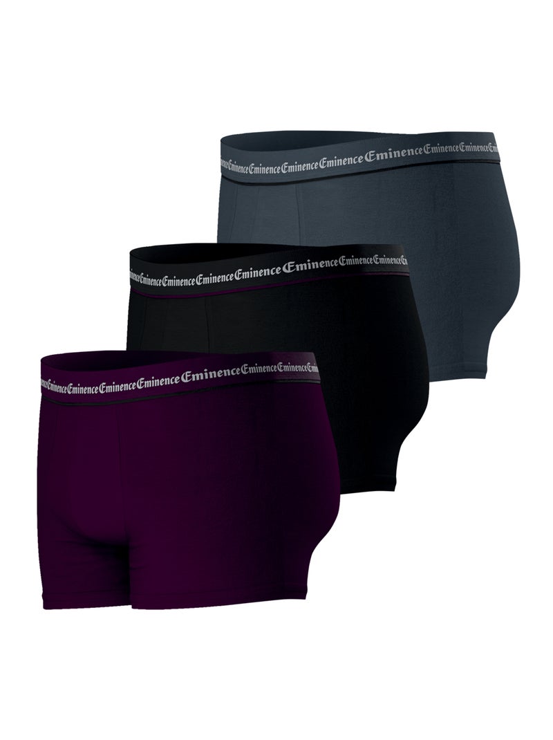 Lot de 3 boxers homme business eminence Noir Violet Gris - Kiabi