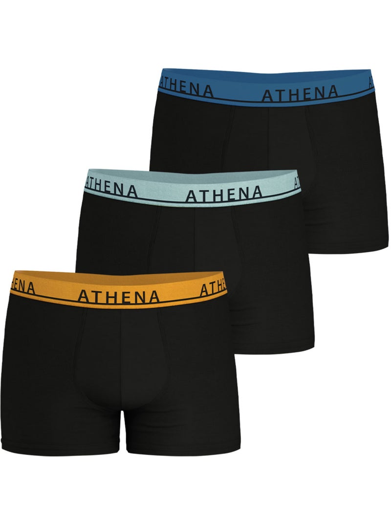 Lot de 3 boxers homme easy color athena Noir Jaune Bleu - Kiabi