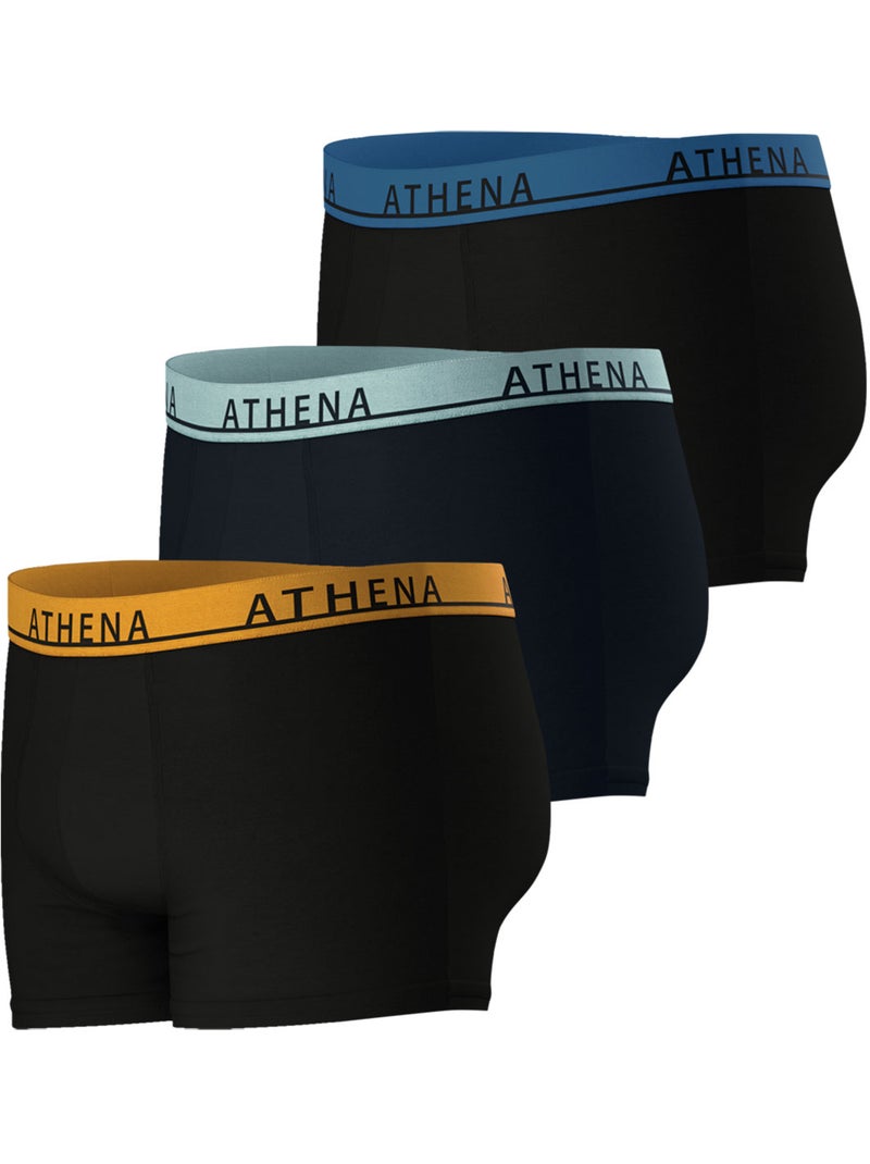 Lot de 3 boxers homme easy color athena Noir Jaune Bleu - Kiabi