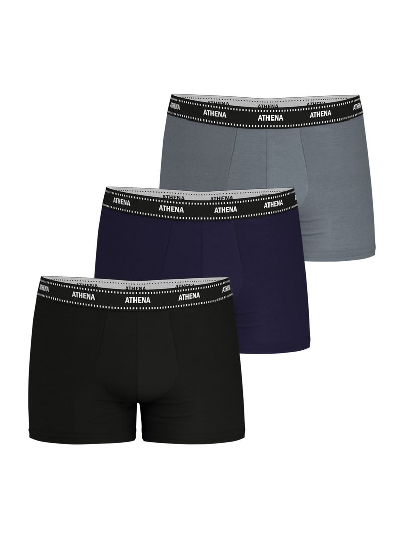Lot de 3 boxers homme my petit prix athena Noir Bleu Gris - Kiabi