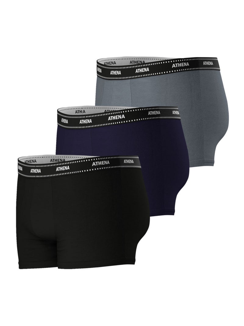 Lot de 3 boxers homme my petit prix athena Noir Bleu Gris - Kiabi