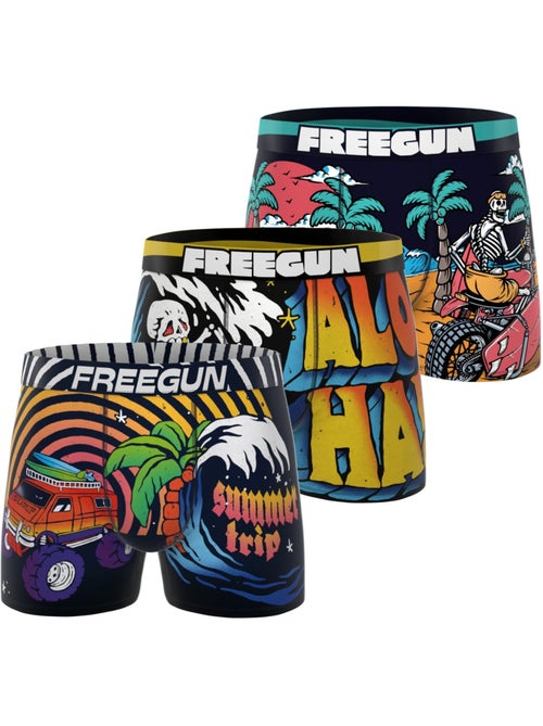 Lot de 3 boxers homme retro summer freegun - Kiabi