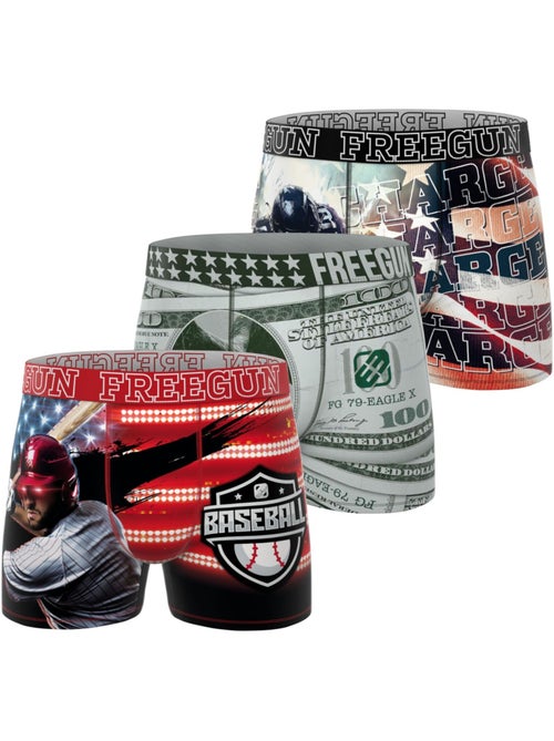 Lot de 3 boxers homme this is america freegun - Kiabi