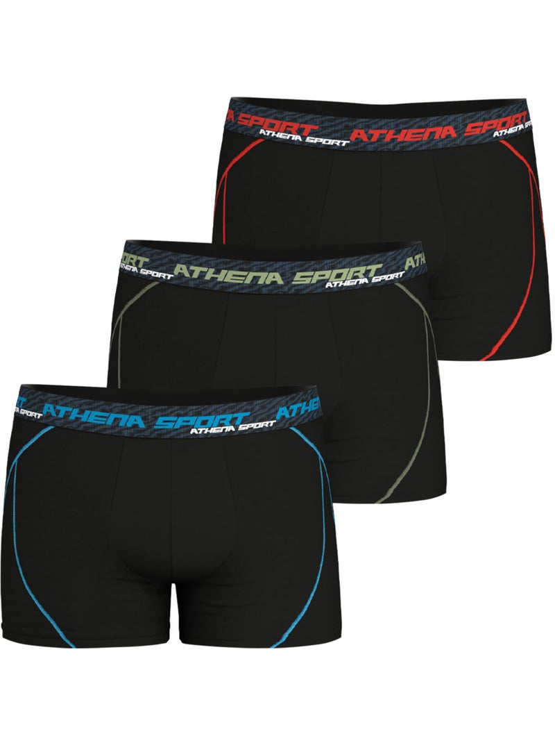 Lot de 3 boxers homme training dry athena Noir Rouge Bleu - Kiabi