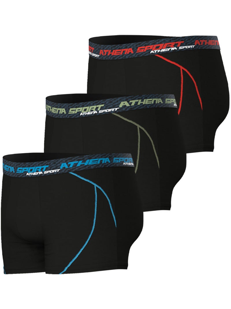 Lot de 3 boxers homme training dry athena Noir Rouge Bleu - Kiabi
