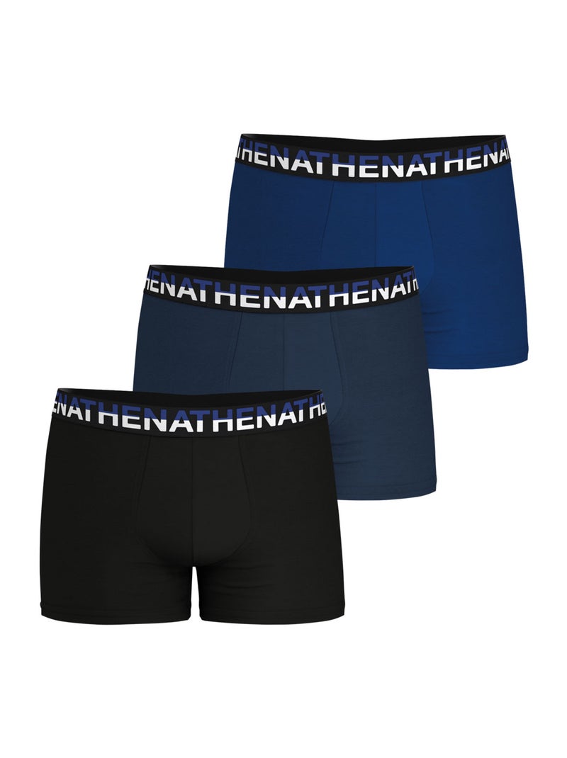 Lot de 3 boxers homme trio essentiel athena Noir Bleu Bleu - Kiabi