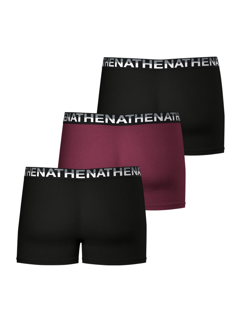 Lot de 3 boxers homme trio essentiel athena Noir Violet Noir - Kiabi