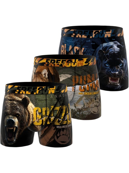 Lot de 3 boxers homme wild animals freegun - Kiabi Lot de 3 boxers homme wild animals freegun - Kiabi
