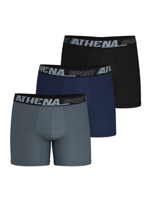 Lot de 3 boxers mi-longs homme sport air fit athena - Kiabi Lot de 3 boxers mi-longs homme sport air fit athena - Kiabi