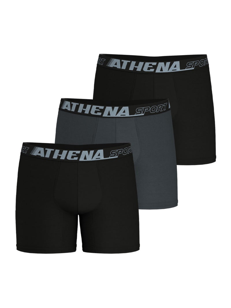 Lot de 3 boxers mi-longs homme sport air fit athena Noir - Kiabi