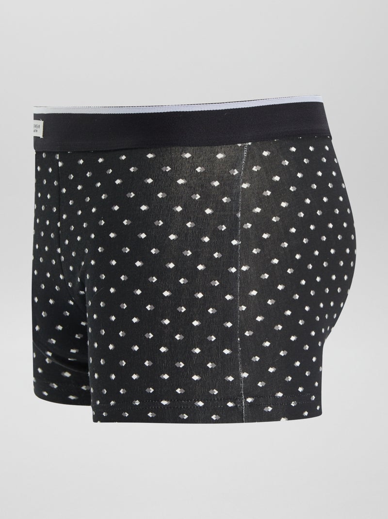 Lot de 3 boxers pour homme en maille fantaisie Blanc/noir - Kiabi