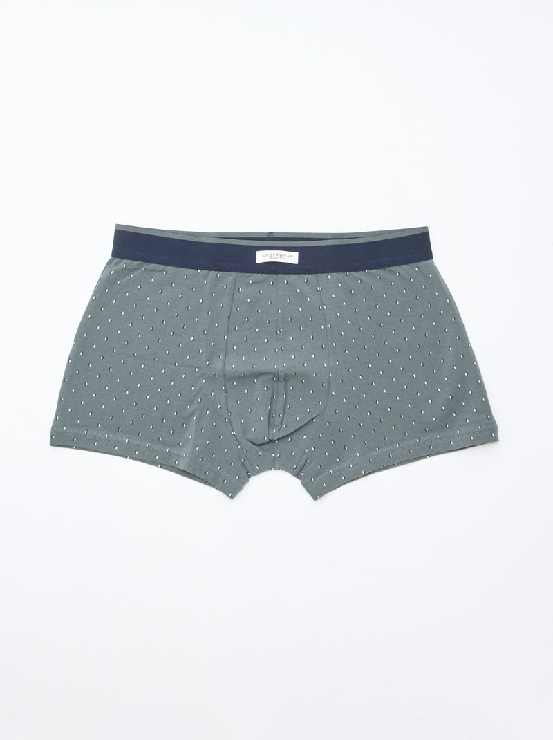 Lot de 3 boxers pour homme en maille fantaisie Kaki - Kiabi