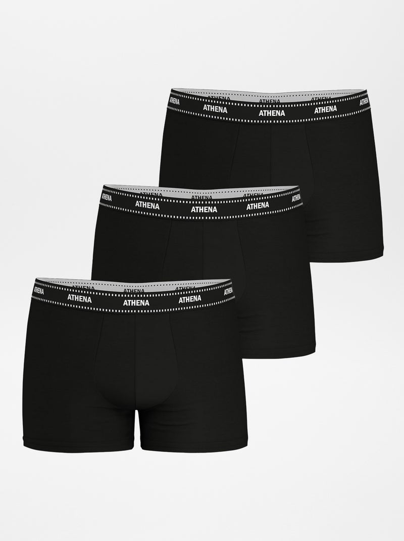 Lot de 3 boxers stretch 'Athena' Noir - Kiabi